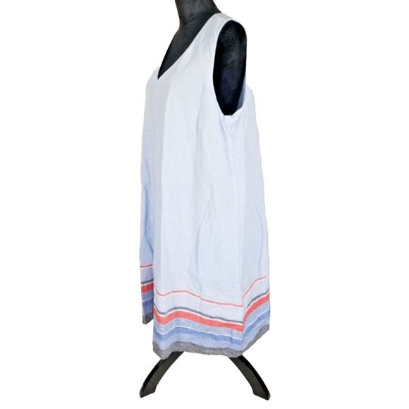 J Jill Love Linen Sleeveless Shift Dress Size XL Blue Midi V Neck Pockets - Picture 2 of 9